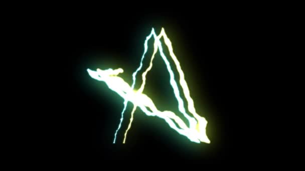 単発緑黄色ネオン稲妻星シンボル形状フライト黒背景アニメーションの新しい品質のユニークな性質の光効果のビデオ映像 — ストック動画