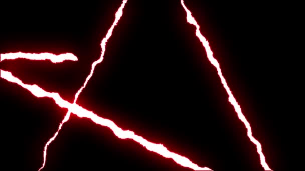 Lösbare rote Neon Blitz Stern Symbol Form Flug auf schwarzem Hintergrund Animation neue Qualität einzigartige Natur Licht Effekt Videoaufnahmen — Stockvideo