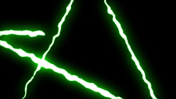 Lösbare grüne Neon Blitz Stern Symbol Form Flug auf schwarzem Hintergrund Animation neue Qualität einzigartige Natur Licht Effekt Videoaufnahmen — Stockvideo