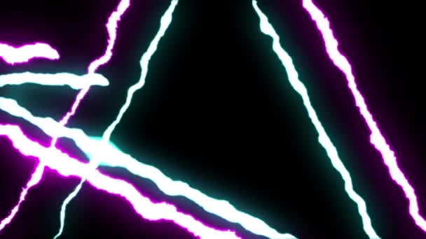 Loopable lila blå neon Lightning bolt Star symbol form flyg på svart bakgrund animation nya kvalitet unika natur ljus effekt videofilmer — Stockvideo