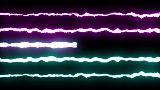 Loopable blå lila neon Lightning bolt symmetriska Zig Zag form flyg på svart bakgrund animation nya kvalitet unika natur ljuseffekt videofilmer — Stockvideo