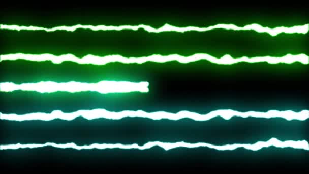 Loopable blågrön neon Lightning bolt symmetriska Zig Zag form flyg på svart bakgrund animation nya kvalitet unika natur ljuseffekt videofilmer — Stockvideo