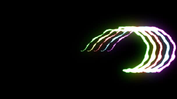 Loopable RAINBOW neon Fulmine simbolo infinito forma volo su sfondo nero animazione nuova qualità unica natura effetto luce video — Video Stock