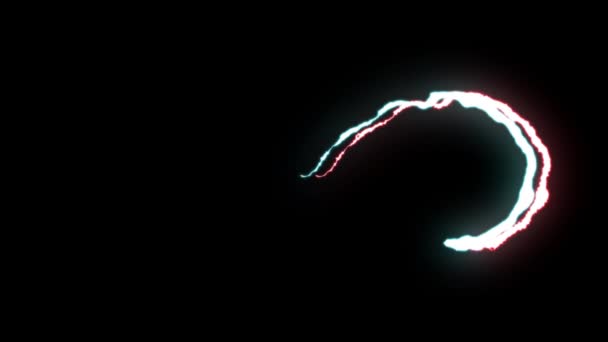 Loopable blå röd neon Lightning bolt infinity symbol form flyg på svart bakgrund animation nya kvalitet unika natur ljuseffekt videofilmer — Stockvideo