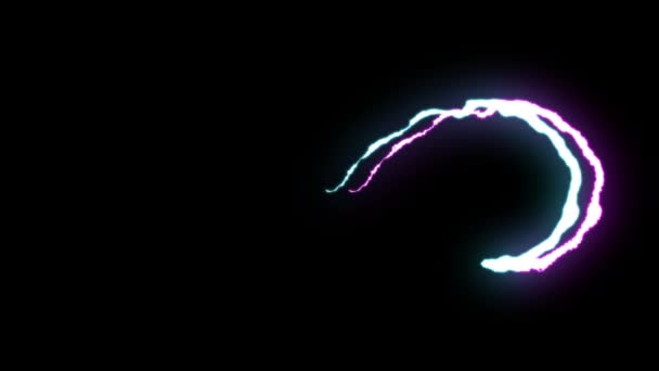 Zapętlić neon niebieski fioletowy Lightning bolt nieskończoność symbol kształt lot na czarnym tle animacji nowe jakości unikalny charakter efekt świetlny materiału wideo — Wideo stockowe