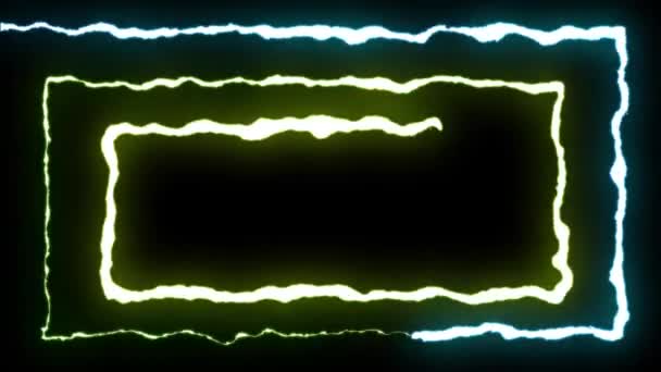 Loopable Rainbow neon Lightning bolt symmetriska Zig Zag form flyg på svart bakgrund animation nya kvalitet unika natur ljuseffekt videofilmer — Stockvideo