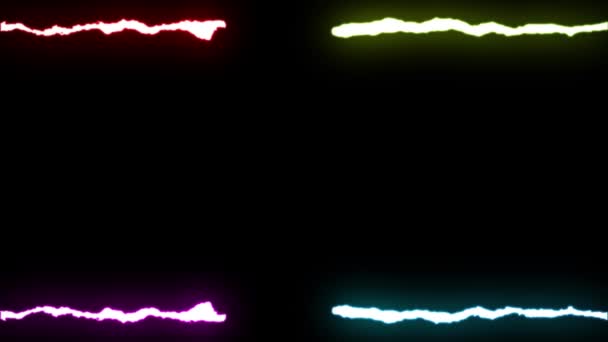 Loopable Rainbow neon Lightning bolt symmetrisk ram form flyg på svart bakgrund animation nya kvalitet unika natur ljuseffekt videofilmer — Stockvideo