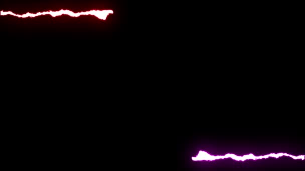 Loopable röd lila neon Lightning bolt symmetriska Zig Zag form flyg på svart bakgrund animation nya kvalitet unika natur ljuseffekt videofilmer — Stockvideo