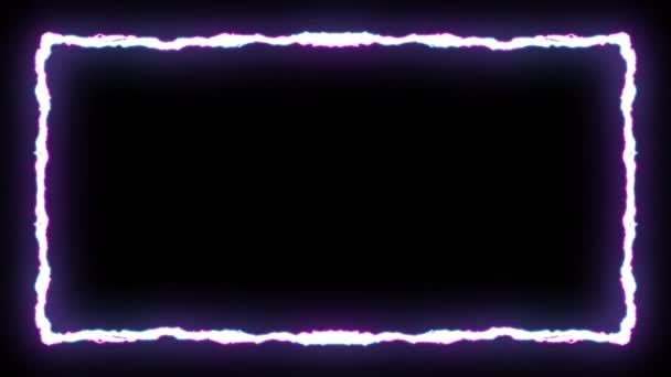 Loopbare paarse neon Lightning bolt symmetrische Zig Zag vorm vlucht op zwarte achtergrond animatie nieuwe kwaliteit unieke natuur lichteffect video footage — Stockvideo