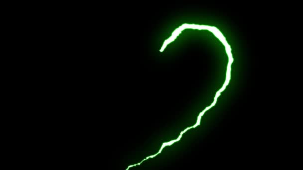 Loopable verde neon fulmine cuore forma volo su sfondo nero animazione nuova qualità unica natura effetto luce video filmato — Video Stock