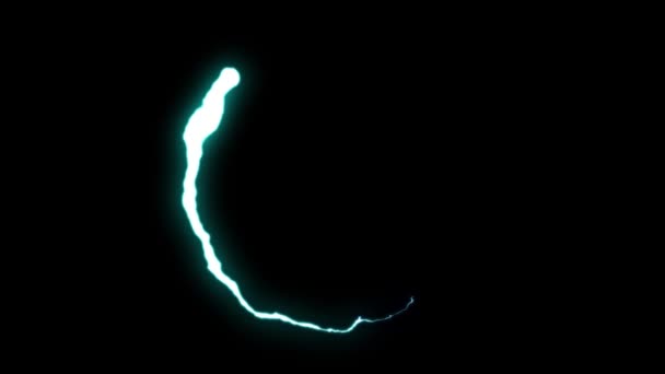 Loopbare geanimeerde Blue Lightning bouten ronde vlucht staking op zwarte achtergrond animatie nieuwe kwaliteit unieke dynamiek lichteffect video footage — Stockvideo