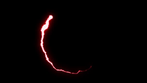 Loopbare geanimeerde Red Lightning bouten ronde vlucht staking op zwarte achtergrond animatie nieuwe kwaliteit unieke dynamiek lichteffect video footage — Stockvideo