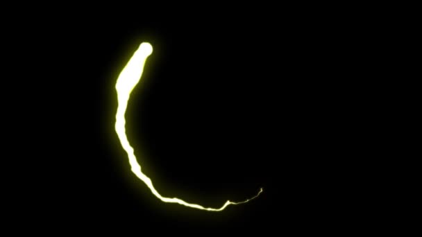 Loopable 애니메이션된 노란색 번개 검은 배경 애니메이션 새로운 품질 독특한 동적 자연 조명 효과 영상에 둥근 비행 파업 볼트 — 비디오