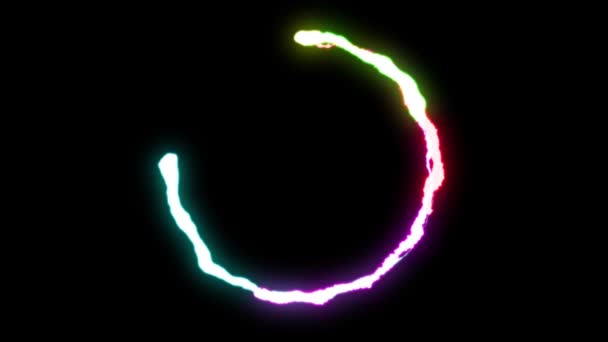 Loopable animated RAINBOW Lightning bolts round flight strike on black background animation new quality unique dynamic nature light effect video footage — Stock Video