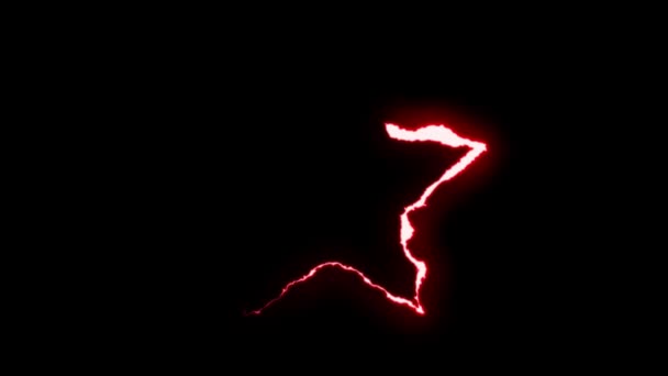 loopable červený neonový blesk hvězda symbolem tvar letu na černém pozadí animace nové kvalitní unikátní přírodní světelný efekt video záběry