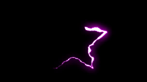 Loopable lila neon Lightning bolt Star symbol form flyg på svart bakgrund animation nya kvalitet unika natur ljuseffekt videofilmer — Stockvideo