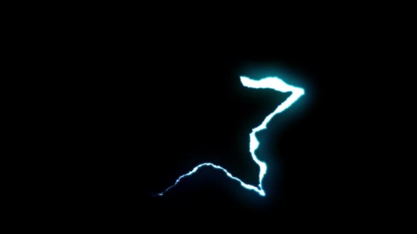 Светодиодный неоновый молния молния символ звезды полет на черном фоне анимации новое качество уникальное освещение природы эффект видео кадры — стоковое видео