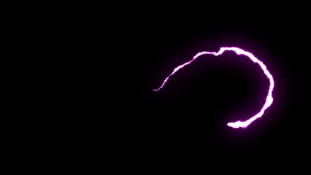 Zapętlić neon niebieski fioletowy Lightning bolt nieskończoność symbol kształt lot na czarnym tle animacji nowe jakości unikalny charakter efekt świetlny materiału wideo — Wideo stockowe
