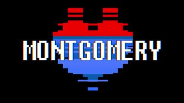 piksel kalp Montgomery kelime metin aksaklık girişim ekran sorunsuz döngü animasyon arka plan yeni dinamik retro vintage neşeli renkli video görüntüleri