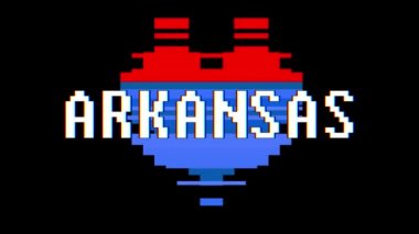 piksel kalp Arkansas kelime metin aksaklık girişim ekran sorunsuz döngü animasyon arka plan yeni dinamik retro vintage neşeli renkli video görüntüleri