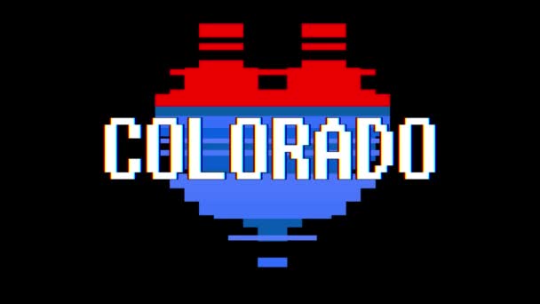 Pianheart COLORADO текстовое скольжение, интерференция экрана безморщинистый loop анимационный фон новый динамический ретро винтажный веселый цветной видеоматериал — стоковое видео