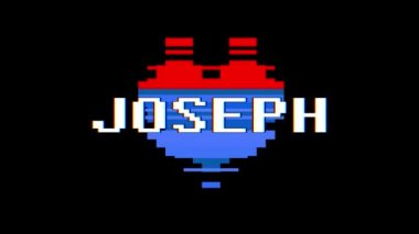 piksel kalp Joseph kelime metin aksaklık girişim ekran sorunsuz döngü animasyon arka plan yeni dinamik retro vintage neşeli renkli video görüntüleri