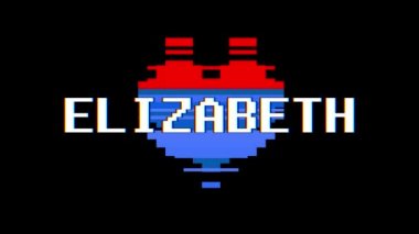 piksel kalp Elizabeth kelime metin aksaklık girişim ekran sorunsuz döngü animasyon arka plan yeni dinamik retro vintage neşeli renkli video görüntüleri