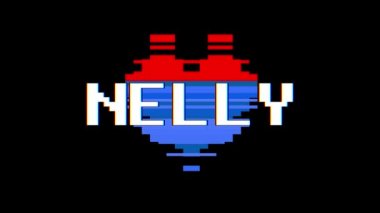 piksel kalp Ben kelime metin aksaklık girişim ekran sorunsuz döngü animasyon arka plan yeni dinamik retro vintage neşeli renkli video görüntüleri