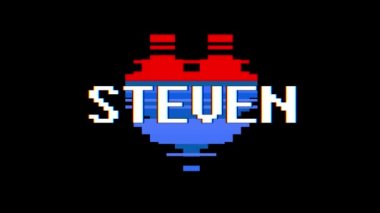 piksel kalp Steven kelime metin aksaklık girişim ekran sorunsuz döngü animasyon arka plan yeni dinamik retro vintage neşeli renkli video görüntüleri