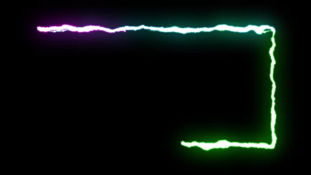 Loopable animated RAINBOW Lightning bolts FRAME shape on black background animation new quality unique dynamic nature light effect video footage — Stock Video