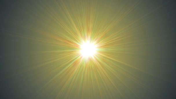 Étoile centrale brillant lentille optique tournante fusées éclairantes brillant bokeh boucle sans couture animation fond d'art - nouvelle qualité lumière naturelle lampe rayons effet dynamique coloré lumineux vidéo — Video