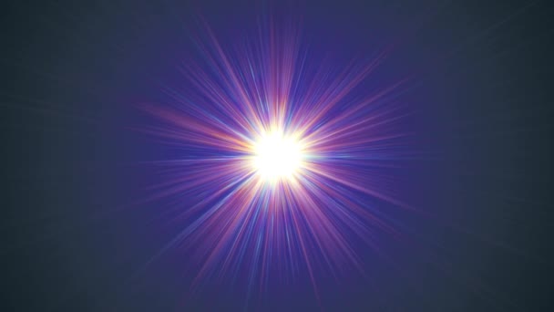 Центральная звезда блеск вращающиеся оптические блики линзы блестящие bokeh бесшовный цикл анимации фон - новое качество естественного освещения лампы лучи эффект динамические красочные яркие видео кадры — стоковое видео