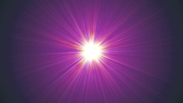 Central star shine rotating optical lens flares shiny bokeh seamless loop animation art background - new quality natural lighting lamp rays effect dynamic colorful bright video footage — Stock Video