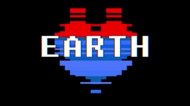 piksel kalp dünya word metin aksaklık girişim ekran sorunsuz döngü animasyon arka plan yeni dinamik retro vintage neşeli renkli video görüntüleri