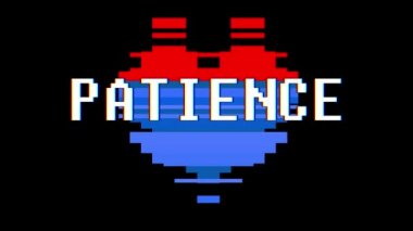 piksel kalp sabır kelime metin aksaklık girişim ekran sorunsuz döngü animasyon arka plan yeni dinamik retro vintage neşeli renkli video görüntüleri