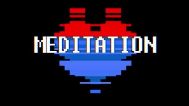 piksel kalp meditasyon kelime metin aksaklık girişim ekran sorunsuz döngü animasyon arka plan yeni dinamik retro vintage neşeli renkli video görüntüleri