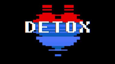 piksel kalp detoks kelime metin aksaklık girişim ekran sorunsuz döngü animasyon arka plan yeni dinamik retro vintage neşeli renkli video görüntüleri