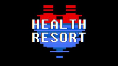 piksel kalp sağlığı Resort word metin aksaklık girişim ekran sorunsuz döngü animasyon arka plan yeni dinamik retro vintage neşeli renkli video görüntüleri