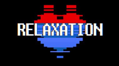 piksel kalp gevşeme kelime metin aksaklık girişim ekran sorunsuz döngü animasyon arka plan yeni dinamik retro vintage neşeli renkli video görüntüleri