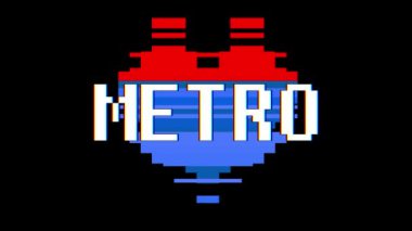 piksel kalp Metro kelime metin aksaklık girişim ekran sorunsuz döngü animasyon arka plan yeni dinamik retro vintage neşeli renkli video görüntüleri