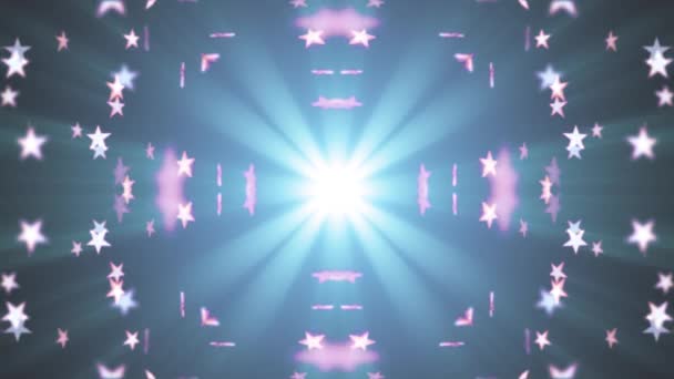 Symmetrische glänzende Sterne Bewegung verblassende Muster Animation neue Qualität Retro Vintage Urlaub Form bunt universelle Bewegung dynamisch animierte fröhliche Tanz Musik Videoaufnahmen — Stockvideo