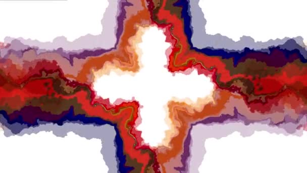 Цифровий турбулентний рухомий абстрактний кольоровий хрест живопис безшовний циклічний анімаційний фон нового унікального якісного мистецтва стильного барвистого радісного холодного динамічного красивого відеозапису — стокове відео