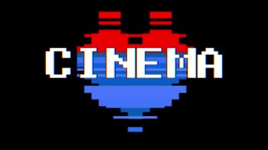 piksel kalp sinema kelime metin aksaklık girişim ekran sorunsuz döngü animasyon arka plan yeni dinamik retro vintage neşeli renkli video görüntüleri