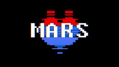 piksel kalp Mars kelime metin aksaklık girişim ekran sorunsuz döngü animasyon arka plan yeni dinamik retro vintage neşeli renkli video görüntüleri