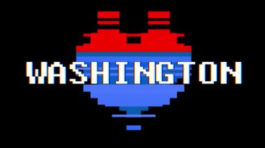 piksel kalp Washington kelime metin aksaklık girişim ekran sorunsuz döngü animasyon arka plan yeni dinamik retro vintage neşeli renkli video görüntüleri
