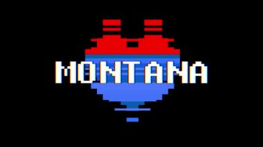 piksel kalp Montana kelime metin aksaklık girişim ekran sorunsuz döngü animasyon arka plan yeni dinamik retro vintage neşeli renkli video görüntüleri