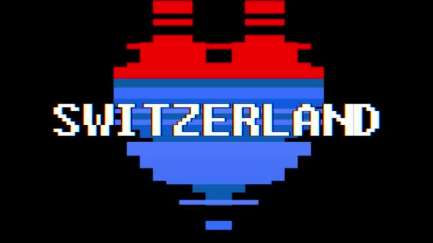 Pixel Herz oscar Wort Text Störung Bildschirm nahtlose Schleifenanimation Hintergrund neue dynamische Retro-Vintage freudige bunte Videomaterial — Stockvideo