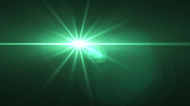 Вспышка выцветания движущихся зеленых огней для логотипа оптических объективов звезда вспышки блестящий анимационный цикл фон новое качество естественного освещения лампы лучи эффект динамические красочные яркие видео кадры — стоковое видео