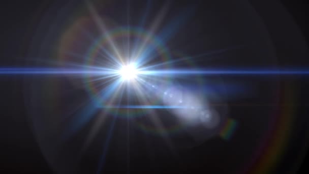 플래시 페이딩 이동 로고 광학 렌즈 스타에 대 한 블루 빛 섬광 빛나는 애니메이션 루프 배경 새로운 품질 자연 조명 램프 광선 효과 동적 다채로운 밝은 영상 — 비디오