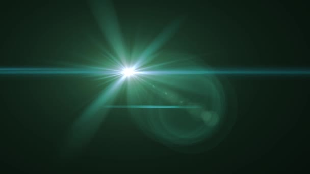 Flash blekning rörligt grönt ljus för logotypen optisk lins star nödraketer glänsande animation loop bakgrunden nya kvalitet naturlig belysning lampa strålar effekt dynamiska färgglada ljusa videofilmer — Stockvideo
